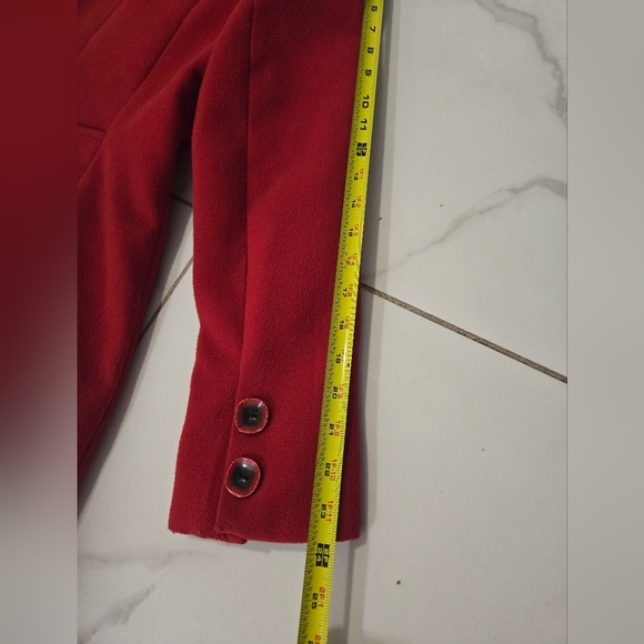 Women's R Pasarella Wool Blend Winter Coat | Classic Tailored Red | Size 10 - Picture 7 of 9